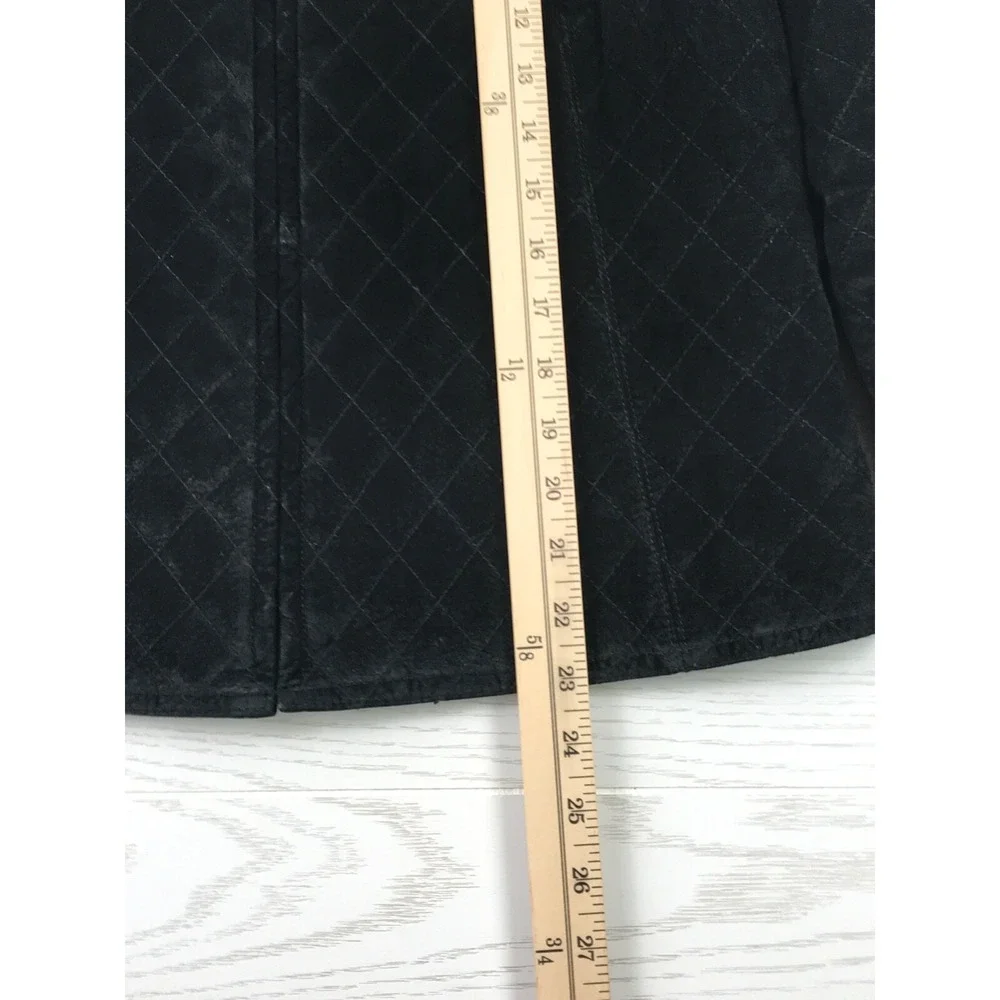 Willi Smith Leather Jacket Womens Large Black Suede Quilted Pattern Zip Preppy - Picture 3 of 9